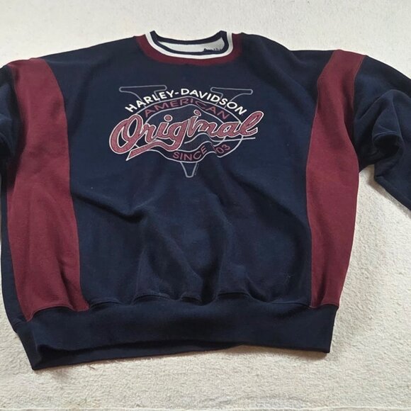 Harley-Davidson Original American Riders Sweatshirt XXL Navy Maroon 90s Style R. - Picture 1 of 9